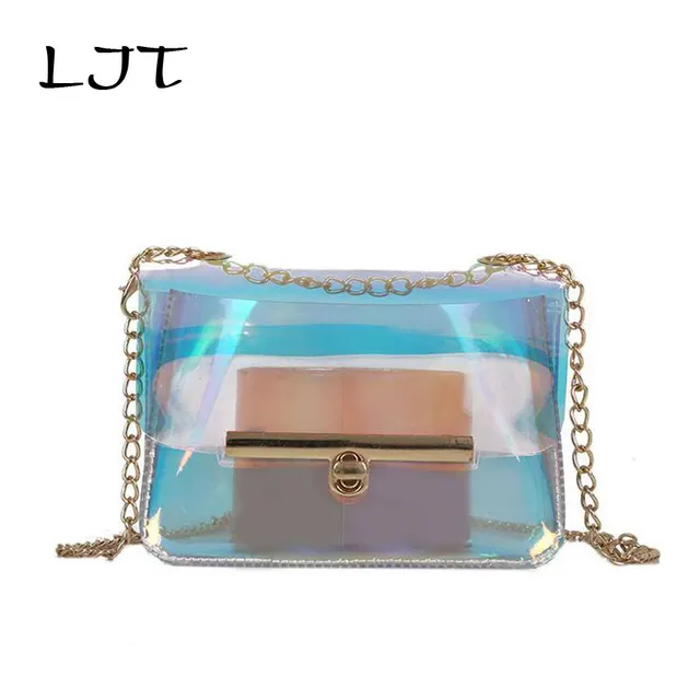 Ljt 2018 Women New Transpa Beach Bag Chain Crystal Crossbody Ljt 2018 Women New Transpa Beach Bag Chain Crystal Crossbody Small Lock Casual Shoulder Messenger
