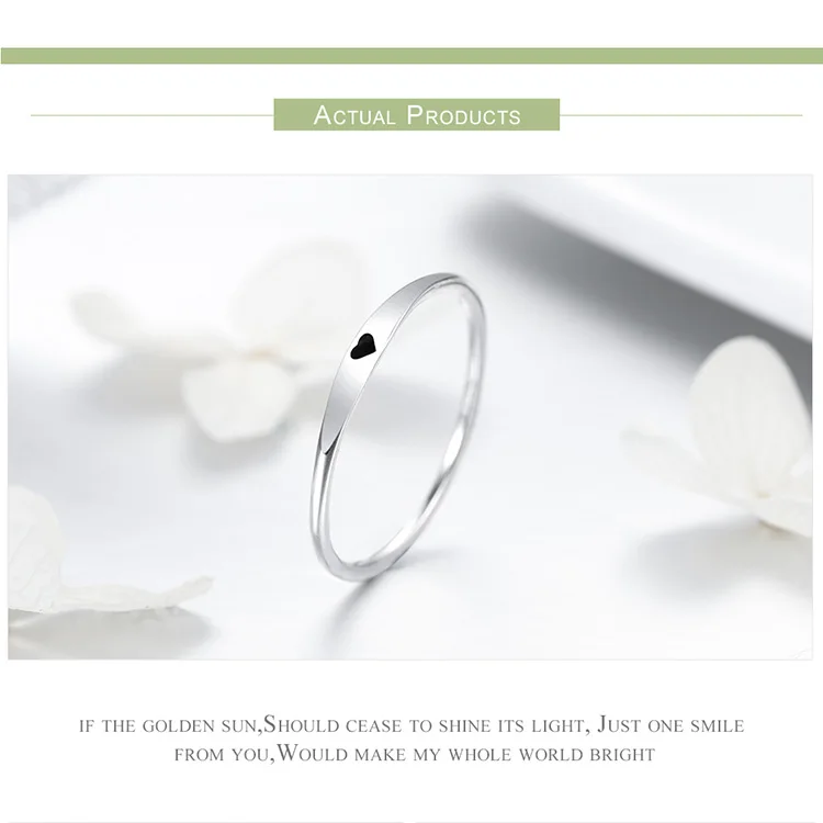 BISAER, 925 пробы, серебряное, простое, черное сердце, классическое кольцо на палец, массивное, обручальное кольцо, модное ювелирное изделие, GXR468