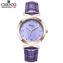 CHENXI 2019 New Fashion Women Quartz Watch women s Shell Dial Leather Casual Dress Rose Gold