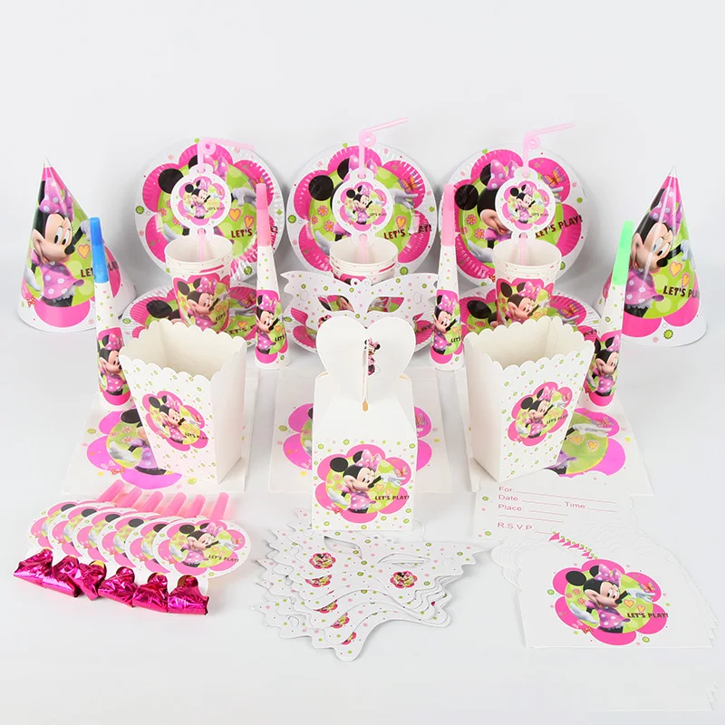 

180Pcs/set Minnie Mouse Theme Birthday Party Decorations Kids birthday Supplies Party baby shower For 20 people kids