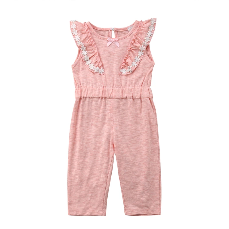 Lovely Children Girls Lace Floral Rompers Sleeveless Cotton Sweet ...