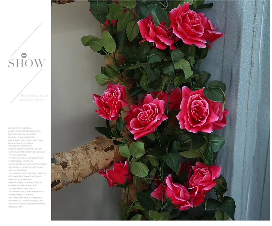 CHENCHENG 220 см 10 голов Свадебные розы Искусственные цветы лоза красный поддельный цветок настенный подвесной ротанговый дом вечерние украшения осень
