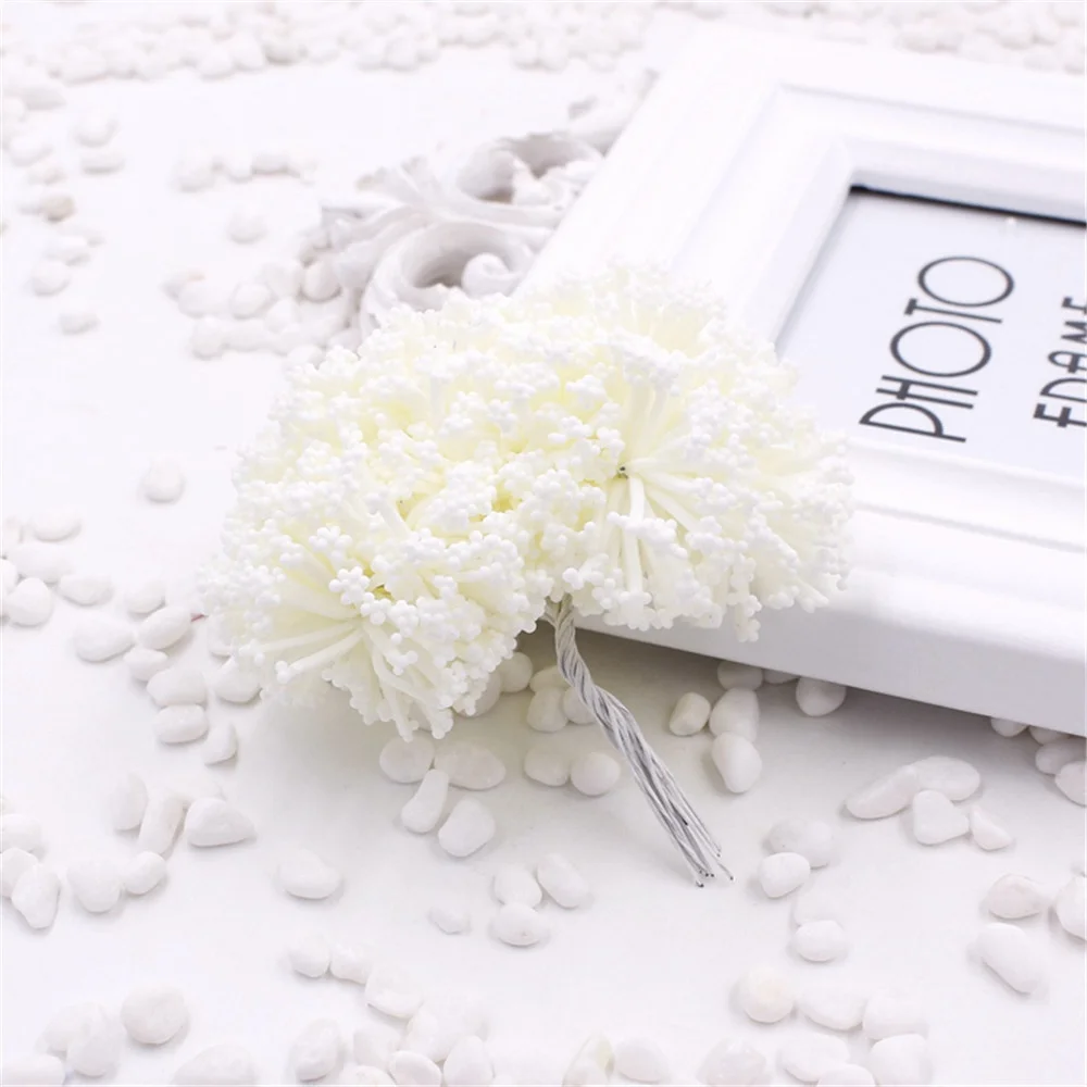 Новинка, 12 шт., искусственный цветок для свадьбы, дома, вечерние украшения, скрапбукинг, декоративный венок, искусственный цветок - Цвет: Milk white