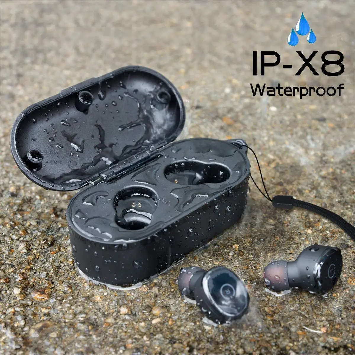 

TWS bluetooth 5.0 Earphones Headset IPX8 Waterproof Headset Cordless swimming Sport mini in-ear earbuds Auto Pairing for phone