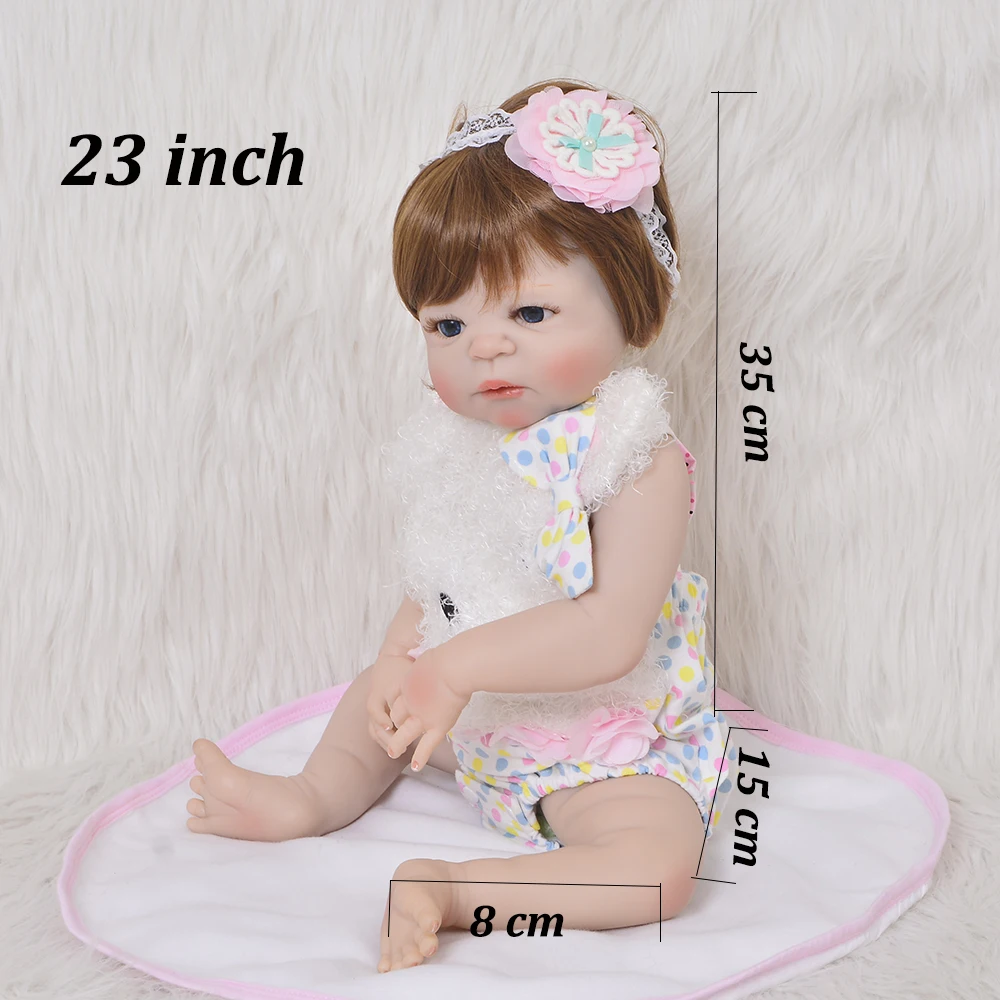 57 см, полностью силиконовая кукла-Реборн,, ручная работа, реалистичное тело для девочки, для детей, подарок на Рождество или день рождения