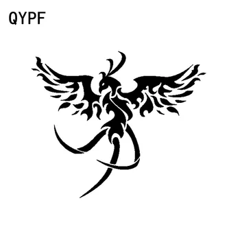 

QYPF 16CM*13.5CM Fashion TRIBAL ART PHOENIX BIRD Animal Vinyl Car Sticker Decal Black Silver C15-1025