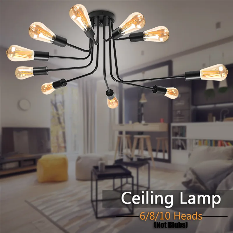8 Way E27 Vintage Ceiling Light Modern Living Room Industrial Metal Pendant Lamp