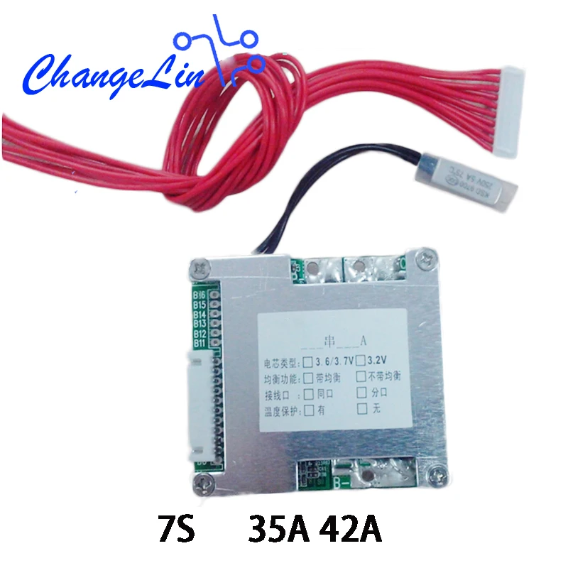 7S 24V 35A 42A литий ионная Lipo Lifepo4 плата защиты литиевой батареи с контролем баланса и