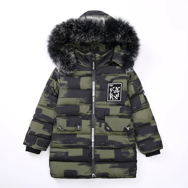 

Boy Winter Jacket Children's Clothing Boys Warm Jackets Kids camouflage coats Fur Collar Hooded Parkas For Teenage4 6 8 10 12