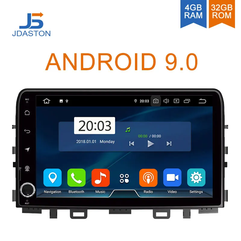 

JDASTON 9 Inch Android 9.0 Car Multimedia Player For KIA RIO 2017 2018 WIFI DVD CD GPS Navigation 1 Din Car Radio Stereo 4G+32G