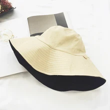 Летняя однотонная Двусторонняя Кепка-ведро для девочек, затенение, плоская кепка, уличные, для охоты и рыбалки, солнцезащитная Кепка 6C2502
