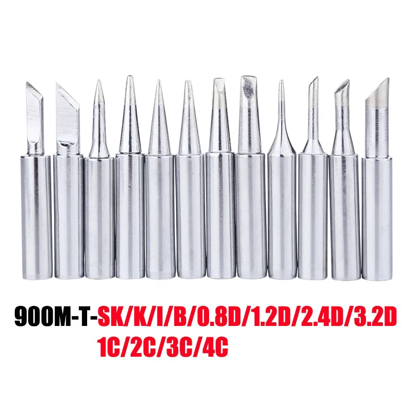 12pcs/lot Lead-free Soldering Iron Tips Replacement Welding 900M-T Series for Hakko Rework Station | Инструменты