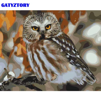 

GATYZTORY Frame Owl Animals DIY Painting By Number Modern Wall Art Canvas Painting Acrylic Coloring By Numbers For Home Decors