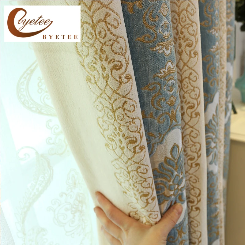 

[byetee] Chenille Jacquard Kitchen Door Curtains For Living Room Cloth Bedroom Blackout Curtains Window Curtain Fabrics Drapes