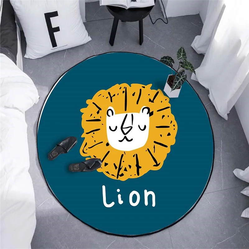 Мультфильм Лев круглый ковер для гостиной спальни домашний декоративный ковер для детей детской мягкой игровой зоны стул с ковриком коврик