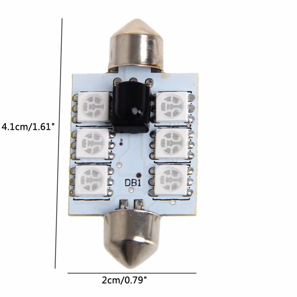 Горячая 1 пара 42 мм DC 12V 5050 6 светодиодный RGB купольный автомобильный светильник