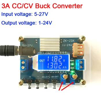 

DC-DC Buck Converter 3A CC CV step-down Adjustable Regulated power supply Module 3V 5V 6V 9V 12V 15V 19V 24V W LCD display