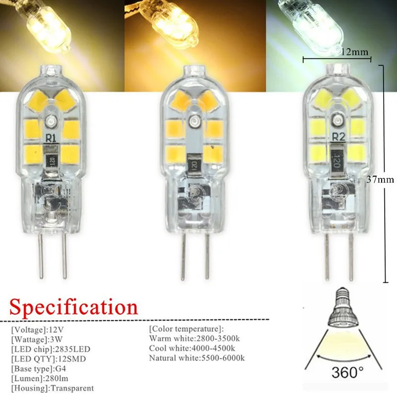 Энергосберегающий светодиодный светильник G4, 3 Вт, Мини светодиодный светильник, DC 12 В, SMD2835, прожектор, люстра, освещение, замена галогеновых ламп для дома, Deor
