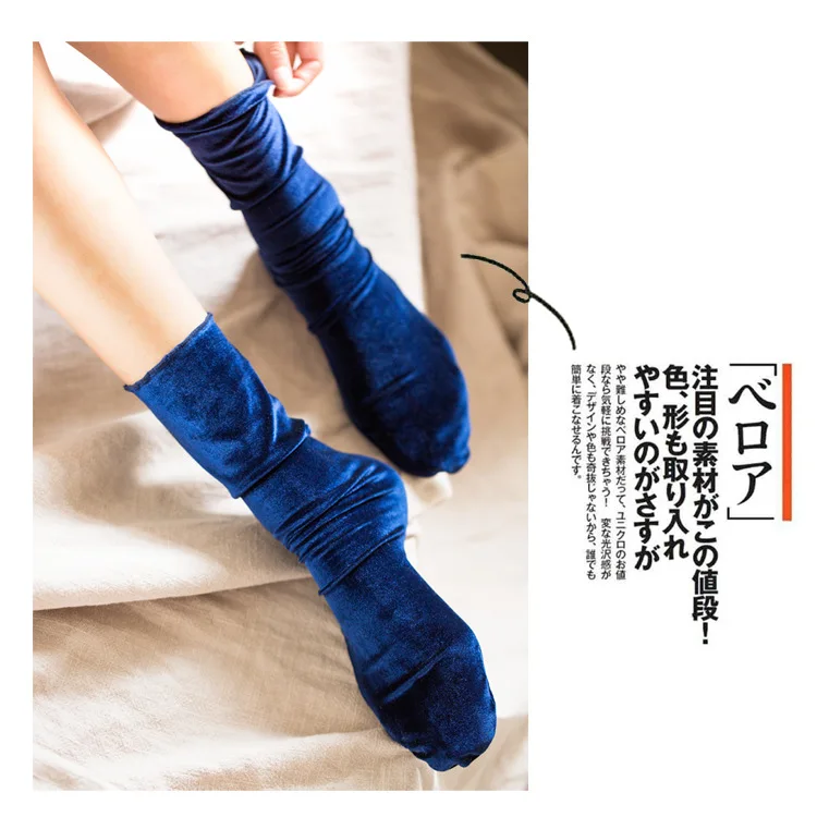Новые бархатные носки осень-зима Женские однотонные гладкие Винтажные эластичные длинные носки высокого качества брендовые Повседневные