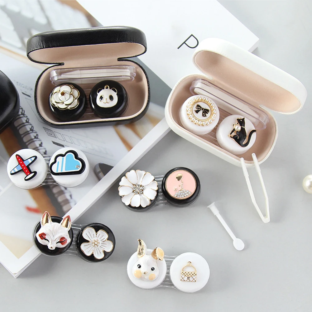 

Cute Contact Lens Case Glass Lens Container Box Female Cute Contact Lenses Box