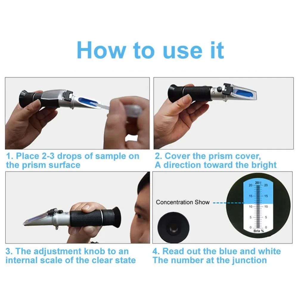 Ручной Измеритель Брикса 0-20% рефрактометр с концентрацией режущей Жидкости Тестер сладости фруктов Высокоточный детектор низкого уровня сахара