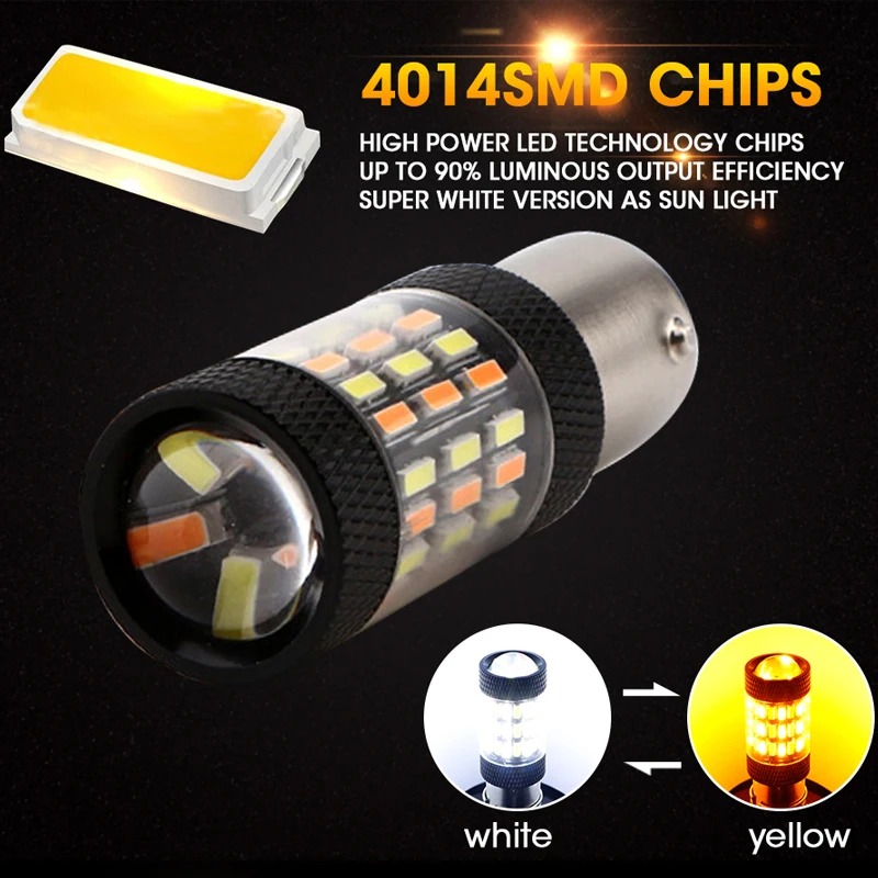 Hlxg 2 шт. Led BA15D 1157 12 в двойной цвет 4014 60SMD автомобильные сигнальные огни зазор