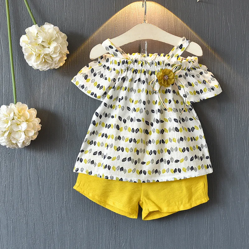 

2-6Yrs Girl Kids Clothes Lovely Children Fashion Summer T-shirt Pants Sets