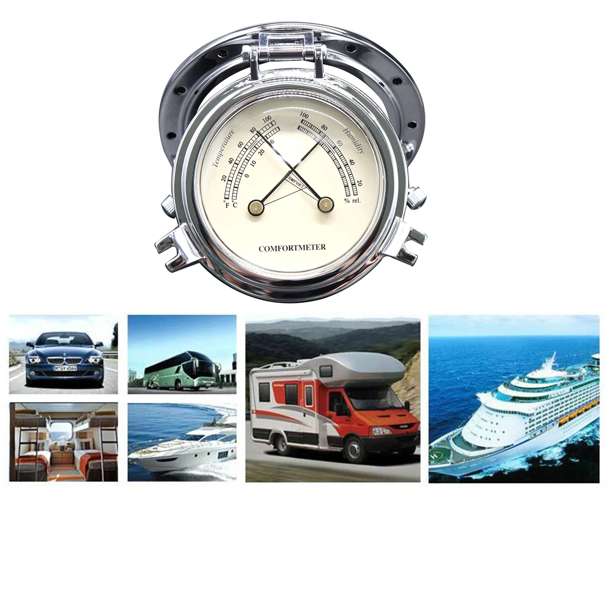 

Gold Chrome Roman Retro Temperature Humidity Meter Car Boat Caravan Motormen Yacht Dedicated High Quality Thermo-hygrometer