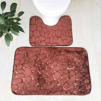 

Toilet Mats and Rugs U-shape Rectangle Bathroom Toilet Mat Set Non Slip Bathroom Carpet 2pcs/set Gray Color tapis salle de bain