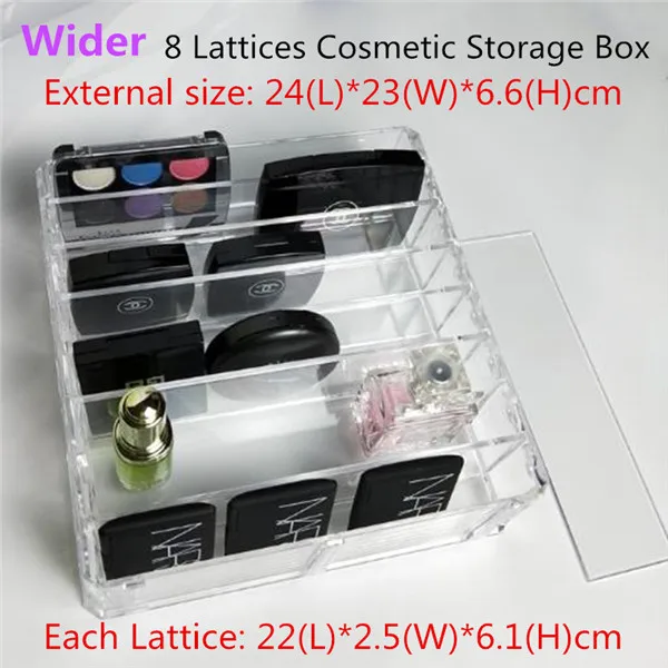 8 решеток Коробка органайзер косметический держатель акриловая губная помада/тени для век/косметика органайзер ящик для хранения для женщин/женщин