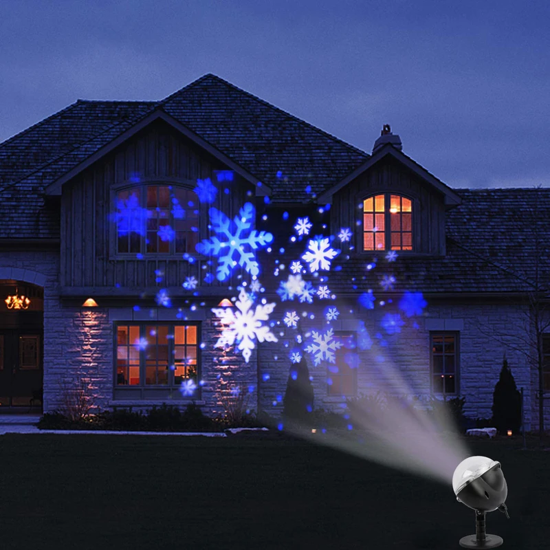 Снегопад проектор светодиодный светильники для помещения и улицы Праздничные огни с пультом дистанционного управления вращающийся для Хэллоуина Рождество Свадьба дома