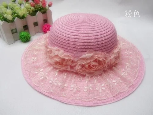 1 шт.,, модная весенне-Летняя шелковая шляпа с цветами, Детская шляпа для защиты от солнца, соломенная шляпа для родителей и детей - Цвет: adult pink