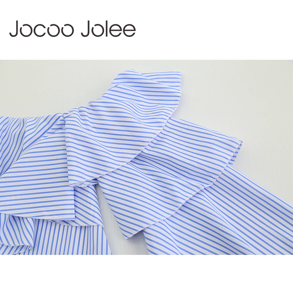 Блузка Jocoo Jolee в полоску с открытыми плечами и оборками свободная блузка