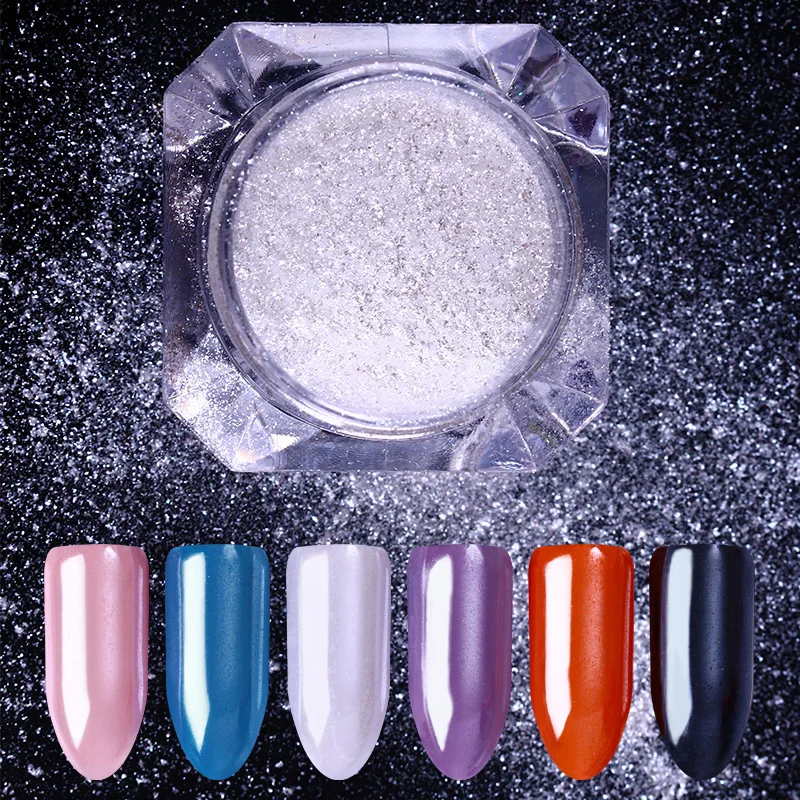 

BORN PRETTY 1 Box Pearl Mermaid Mirror Matte Nail Powder Silver Dust Shiny Nail Art Glitters Powder for UV Gel Polish