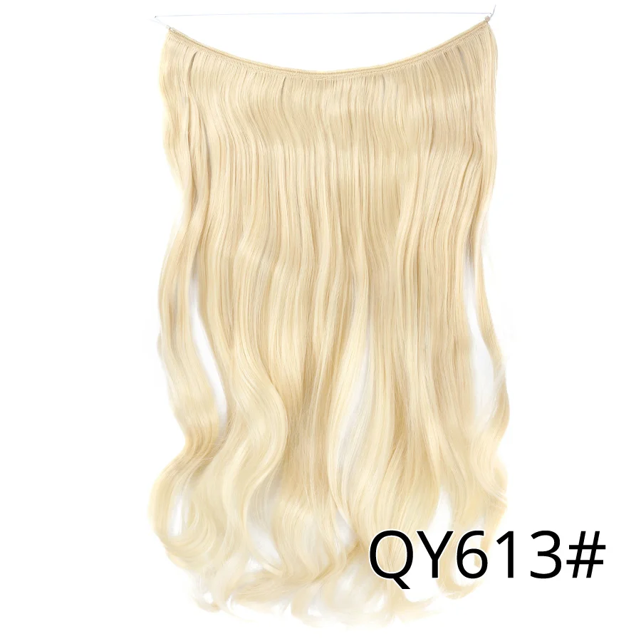 Alileader невидимые Halo волосы для наращивания кудрявые натуральные волосы без зажимов Ombre Розовый Фиолетовый Черный Синтетический Флип-провод волосы - Цвет: QY613