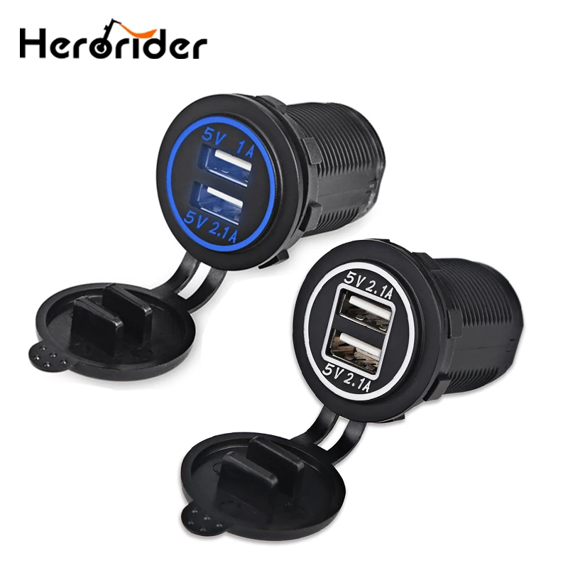 DC12-24V Waterproof Car Charger Dual USB Port Panel 5V 4.2A with Indicator Light
