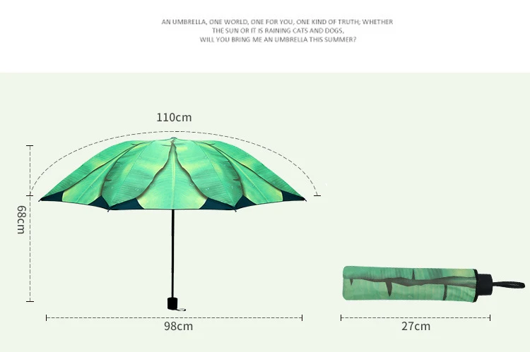 Зонт от дождя для женщин, складной зонтик, зонтик parapluie, банановый лист, вручную складной, унисекс, женский зонтик