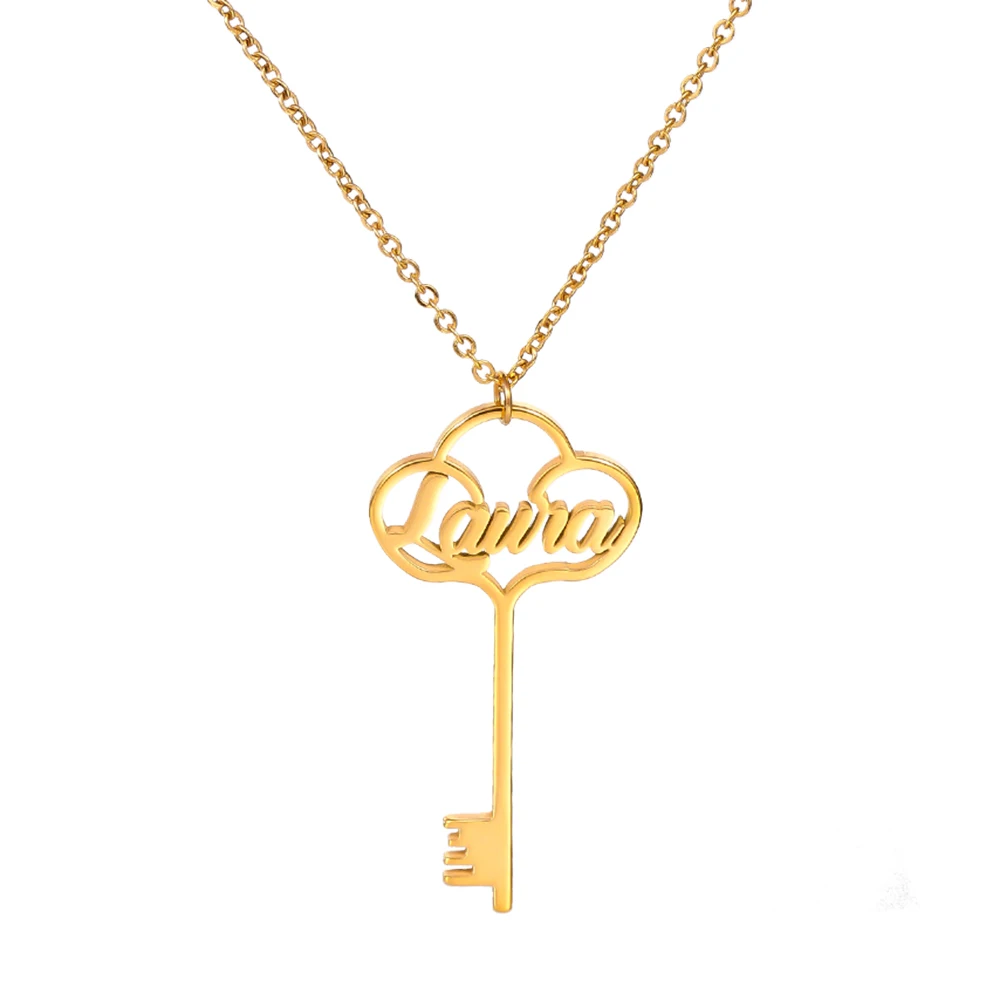 

Senfai Custom Key Name Pendant Necklace Custom Cursive Name Date Any Words Necklaces Charms for Women Unique Design Jewelry