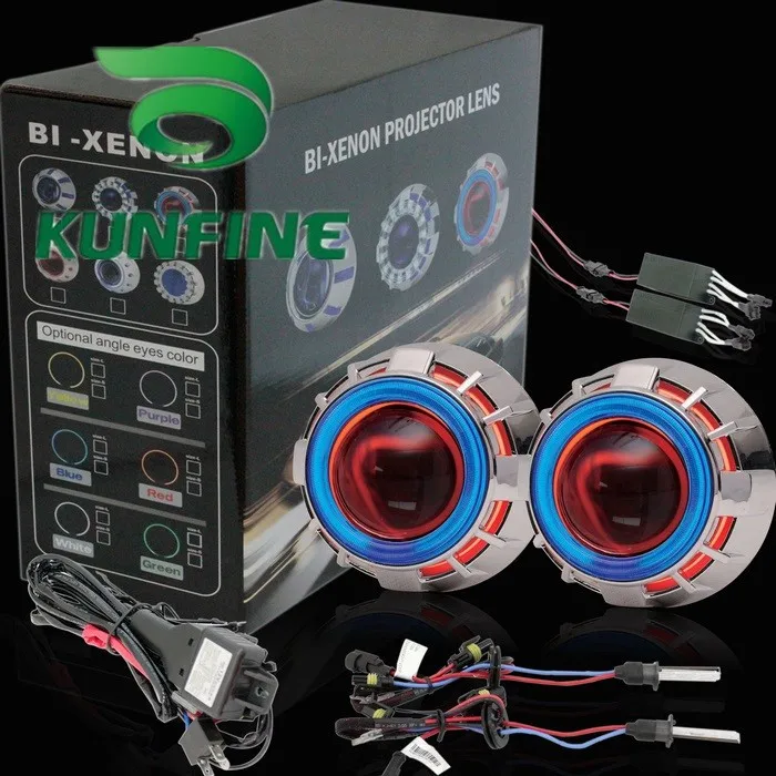 

Car Bi-Xenon HID Projector Lens Kit with Double angel eyes include HID bulb For car headlight high low beam 14 months warranty