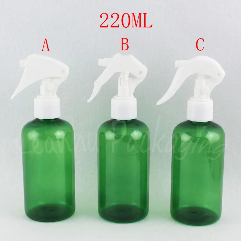 

220ML Green Plastic Bottle With Trigger Spray Pump , 220CC Makeup Water / Toner Sub-bottling , Empty Cosmetic Container
