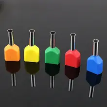 100PCS TE1008 double tube type pre insulated terminal cold pressed terminal two line connection wiring copper nose