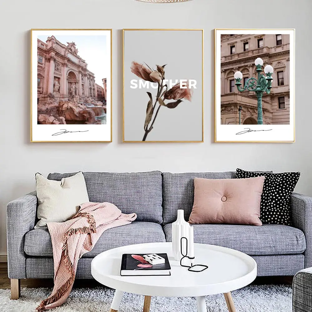 Landscape Wall Pictures For Living Room City Scenery Poster Vintage Flower Wall Painting Nordic Painting Art Home Decor Unframed