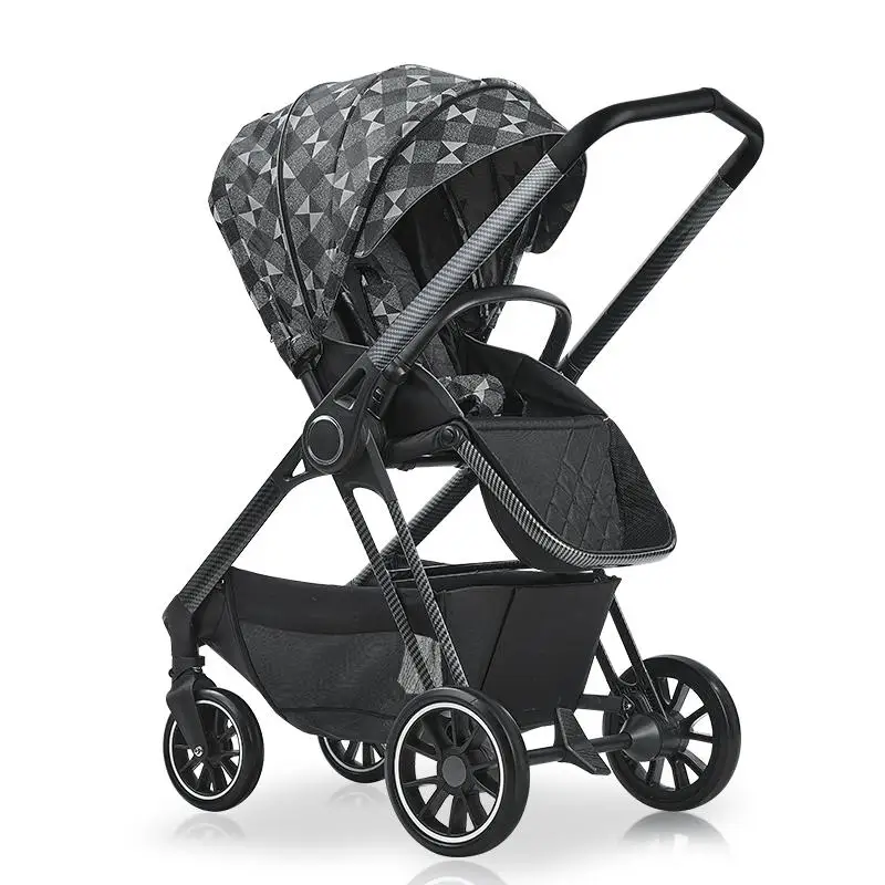Coolbaby прогулочная коляска с высоким пейзажем, может сидеть и лежать Двусторонняя легкая детская коляска - Цвет: black stroller