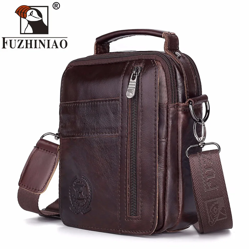 

FUZHINIAO High Quality Genuine Cowhide Leather Men Messenger Bag Fashion Crossbody Crossbody Shoulder Bags Small Flap Handbag
