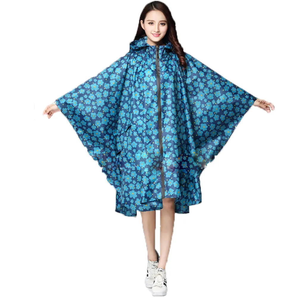 Stylish Hooded Women Raincoat Outdoor Long Poncho Waterproof Rain Coat Rainwear in Rain Covers