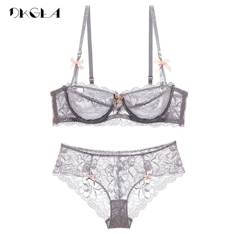  2019 Top Sexy Bra Panties Set Plus Size Brassiere Ultrathin Transparent Underwear Set White Bras La