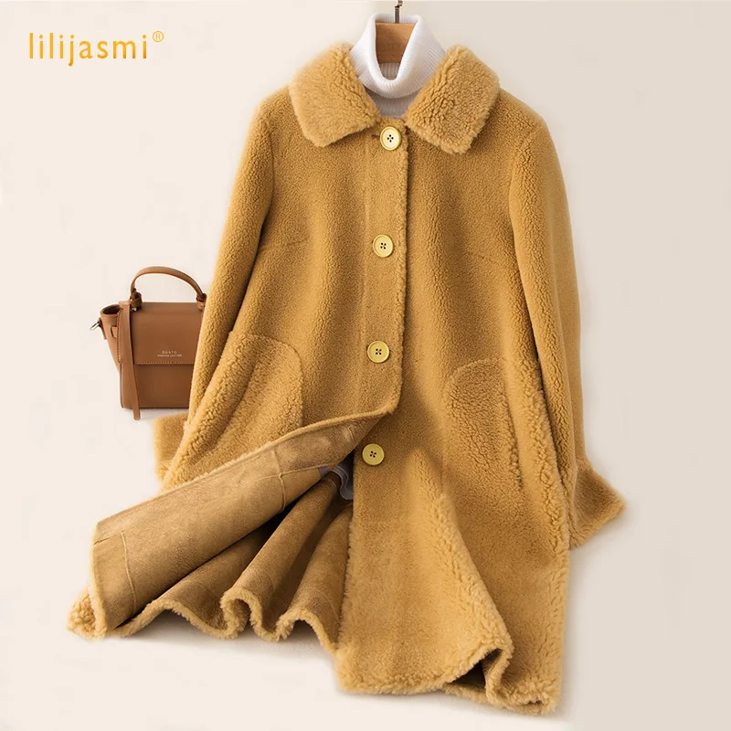 

2019 Women Classic Thick Wool Fleece A-line Overcoat Soft Lady Covered Button Fleece Fabric Faux Fur Coat Winter Outerwear #922