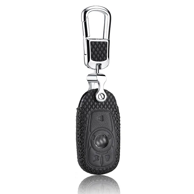 Puou кожаный чехол для ключей для Buick envision чехол дистанционного ключа крышка key3 - Название цвета: All Black1
