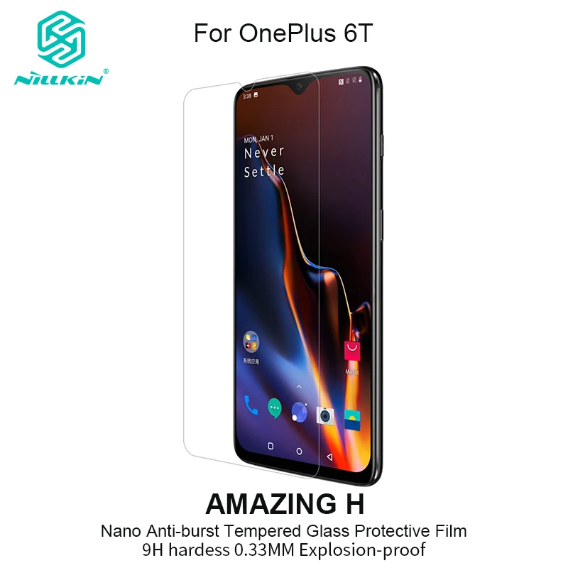 

NILLKIN Touch Screen Protector for OnePlus 6T Screen Protector Tempered Glass 9H Protective Guard Film Nanometer H 6.41"