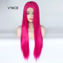 VNICE розовый парик Средняя часть синтетический кружевной передний прямой парик для женщин натуральный вид Термостойкое волокно